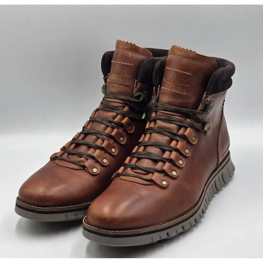Cole Haan ZeroGrand Waterproof Hiker Boot British Tan Leather Mens 9M C30405